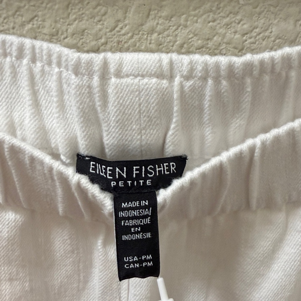 NWT Eileen Fisher Slubby Organic Cotton Linen Lantern Pant in White - Picture 8 of 12